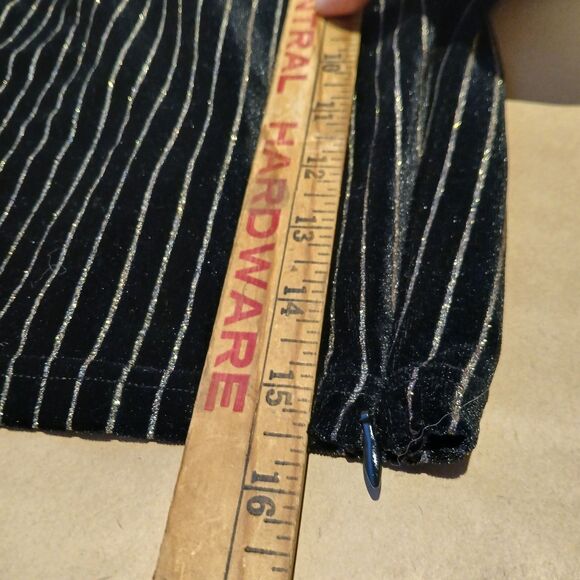 Forever 21 Two Piece Set Crop Top Wide Leg Pants 1X/2X Black Velvet Gold Stripe - Picture 6 of 16